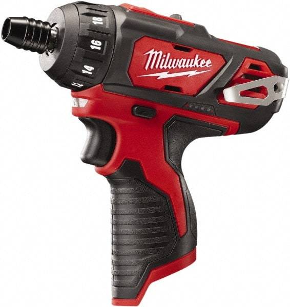 Milwaukee Tool - 12 Volts, Lithium-Ion Battery, Pistol Grip Cordless Screwdriver - 2 Speeds, 400 and 1,500 RPM, 275 Inch/Lbs. Torque - Eagle Tool & Supply