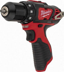 Milwaukee Tool - 12 Volt 3/8" Chuck Pistol Grip Handle Cordless Drill - 0-400 & 0-1500 RPM, Keyless Chuck, Reversible, Lithium-Ion Batteries Not Included - Eagle Tool & Supply