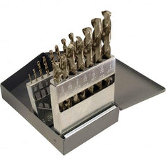 Chicago-Latrobe - 1/16 to 1/2", 135° Point, Gold Finish, Cobalt Jobber Length Drill Bit Set - Eagle Tool & Supply