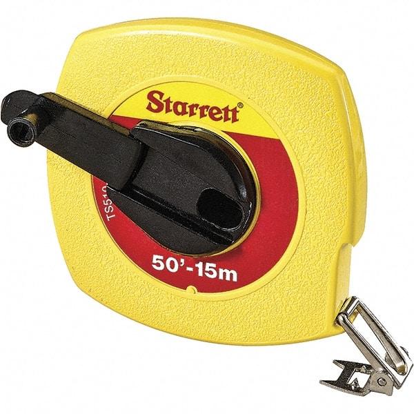 Starrett - 50' x 3/8" Yellow Blade Tape Measure - 1/8" & 1mm Graduation, L6 Graduation Style, Yellow Case - Eagle Tool & Supply