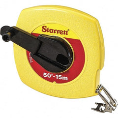 Starrett - 50' x 3/8" Yellow Blade Tape Measure - 1/8" & 1mm Graduation, L6 Graduation Style, Yellow Case - Eagle Tool & Supply