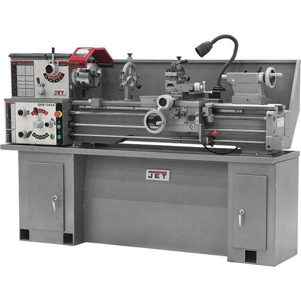 Jet - 13" Swing, 40" Between Centers, 230 Volt, Single Phase Bench Lathe - 5MT Taper, 2 hp, 70 to 2,000 RPM, 1-1/2" Bore Diam, 32" Deep x 47" High x 71" Long - Eagle Tool & Supply