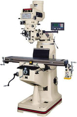 Jet - 9" Table Width x 49" Table Length, Variable Speed Pulley Control, 3 Phase Knee Milling Machine - R8 Spindle Taper, 3 hp - Eagle Tool & Supply