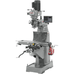 Jet - 7-7/8" Table Width x 35-3/4" Table Length, Step Pulley Control, 1 Phase Knee Milling Machine - R8 Spindle Taper, 1-1/2 hp - Eagle Tool & Supply