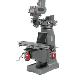 Jet - 9" Table Width x 42" Table Length, Variable Speed Pulley Control, 1 Phase Knee Milling Machine - R8 Spindle Taper, 2 hp - Eagle Tool & Supply