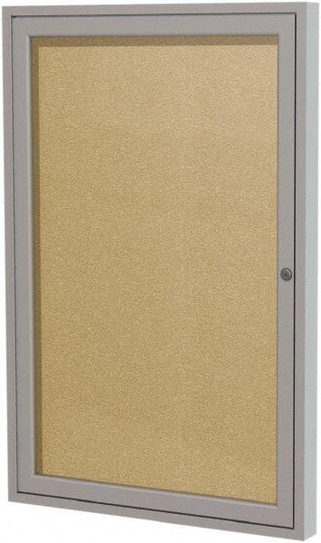 Ghent - 36" Wide x 24" High Enclosed Cork Bulletin Board - Vinyl, Caramel - Eagle Tool & Supply