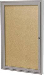 Ghent - 36" Wide x 24" High Enclosed Cork Bulletin Board - Vinyl, Caramel - Eagle Tool & Supply