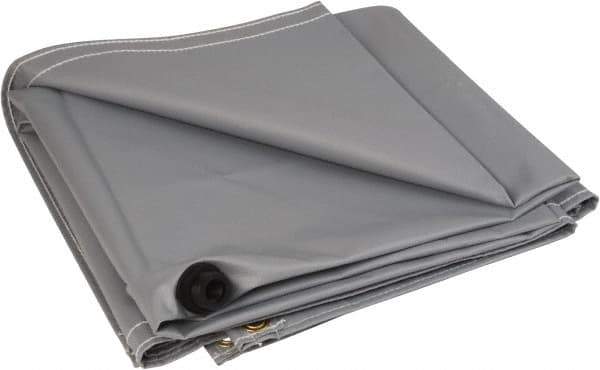 PRO-SAFE - Tarp-Shaped Heavy Duty Flame Retardant Roof Leak Diverter - 5' Long x 5' Wide x 18 mil Thick, Gray - Eagle Tool & Supply