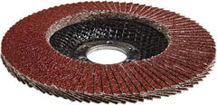 3M - 60 Grit, 4-1/2" Disc Diam, 7/8" Center Hole, Type 27 Ceramic Flap Disc - 13,300 Max RPM, Cloth Backing, Arbor Attaching System, Coated - Eagle Tool & Supply
