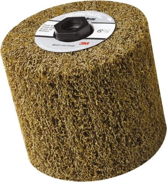 3M - 4-1/2" Diam Aluminum Oxide Hi-Strength Flap Brush - 5/8-11 Thread, 4" Wide, Density 7, Nonwoven, Coarse Grade, 3,500 Max RPM - Eagle Tool & Supply