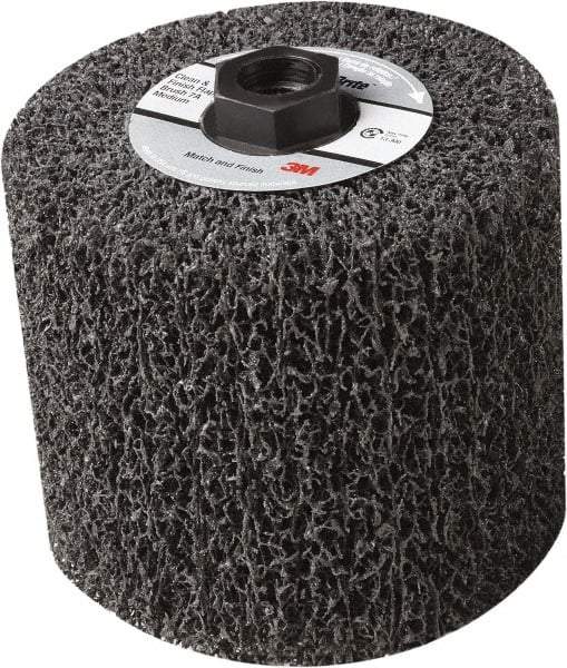 3M - 4-1/2" Diam Aluminum Oxide Match & Finish Flap Brush - 5/8-11 Thread, 4" Wide, Density 5, Nonwoven, Very Coarse Grade, 3,500 Max RPM - Eagle Tool & Supply