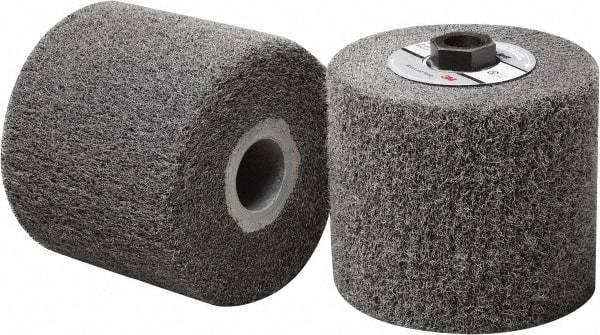 3M - 4-1/2" Diam Aluminum Oxide Match & Finish Flap Brush - 5/8-11 Thread, 4" Wide, Density 5, Nonwoven, Medium Grade, 3,500 Max RPM - Eagle Tool & Supply