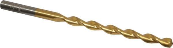 Chicago-Latrobe - 3/16" 135° High Speed Steel Jobber Drill - TiN Finish, Right Hand Cut, Parabolic Flute, Straight Shank, 3-1/2" OAL, Split Point - Eagle Tool & Supply