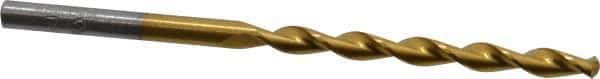 Chicago-Latrobe - #25 135° High Speed Steel Jobber Drill - TiN Finish, Right Hand Cut, Parabolic Flute, Straight Shank, 3" OAL, Split Point - Eagle Tool & Supply