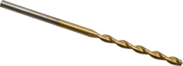 Chicago-Latrobe - #44 135° High Speed Steel Jobber Drill - TiN Finish, Right Hand Cut, Parabolic Flute, Straight Shank, 2-1/8" OAL, Split Point - Eagle Tool & Supply