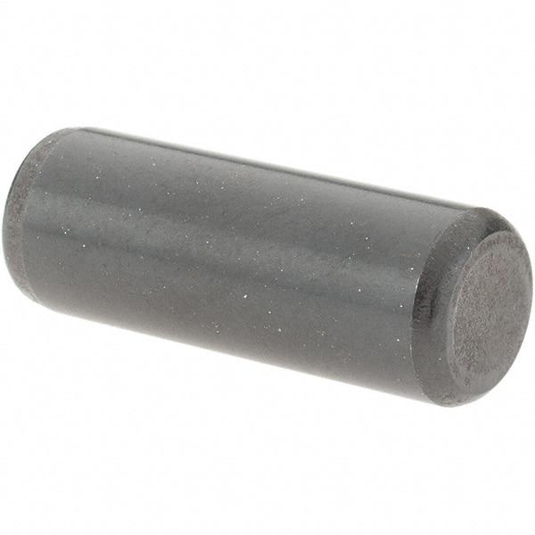 Value Collection - 3/8" Diam x 1" Pin Length Grade 8 Alloy Steel Standard Dowel Pin - Bright Finish, C 47-58 & C 60 (Surface) Hardness, 16,550 Lb (Single Shear), 33,100 Lb (Double Shear) Breaking Strength, 1 Beveled & 1 Rounded End - Eagle Tool & Supply