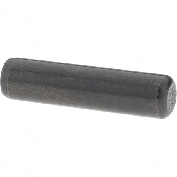 Value Collection - 1/4" Diam x 1" Pin Length Grade 8 Alloy Steel Standard Dowel Pin - Bright Finish, C 47-58 & C 60 (Surface) Hardness, 14,720 Lb (Double Shear), 7,360 Lb (Single Shear) Breaking Strength, 1 Beveled & 1 Rounded End - Eagle Tool & Supply