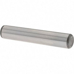 Value Collection - 3/8" Diam x 2" Pin Length Grade 8 Alloy Steel Standard Dowel Pin - C 50-58 Hardness, 28,700 Lb Breaking Strength, 1 Beveled & 1 Rounded End - Eagle Tool & Supply