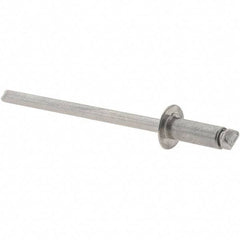 Value Collection - Size 43 Dome Head Stainless Steel Open End Blind Rivet - Stainless Steel Mandrel, 0.126" to 0.187" Grip, 1/4" Head Diam, 0.129" to 0.133" Hole Diam, 0.337" Length Under Head, 1/8" Body Diam - Eagle Tool & Supply