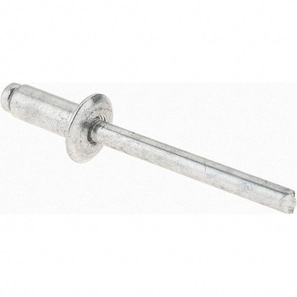 Value Collection - Size 64 Dome Head Aluminum Open End Blind Rivet - Aluminum Mandrel, 0.188" to 1/4" Grip, 3/8" Head Diam, 0.192" to 0.198" Hole Diam, 0.45" Length Under Head, 3/16" Body Diam - Eagle Tool & Supply