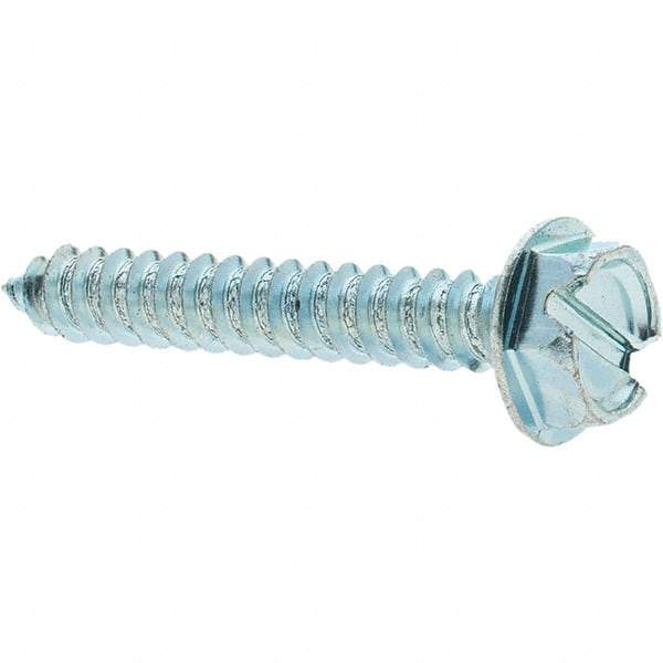 Value Collection - #10 Hex Washer Head Slotted Sheet Metal Screw - Steel, 1-1/4" Length Under Head, Grade 2 - Eagle Tool & Supply