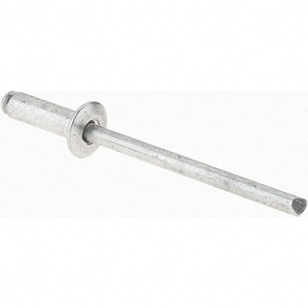 Value Collection - Size 44 Dome Head Aluminum Open End Blind Rivet - Aluminum Mandrel, 0.188" to 1/4" Grip, 1/4" Head Diam, 0.129" to 0.133" Hole Diam, 0.4" Length Under Head, 1/8" Body Diam - Eagle Tool & Supply