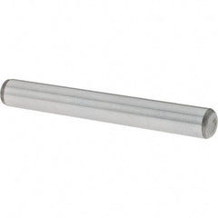 Value Collection - 1/4" Diam x 2" Pin Length Grade 8 Alloy Steel Standard Dowel Pin - C 50-58 Hardness, 12,800 Lb Breaking Strength, 1 Beveled & 1 Rounded End - Eagle Tool & Supply