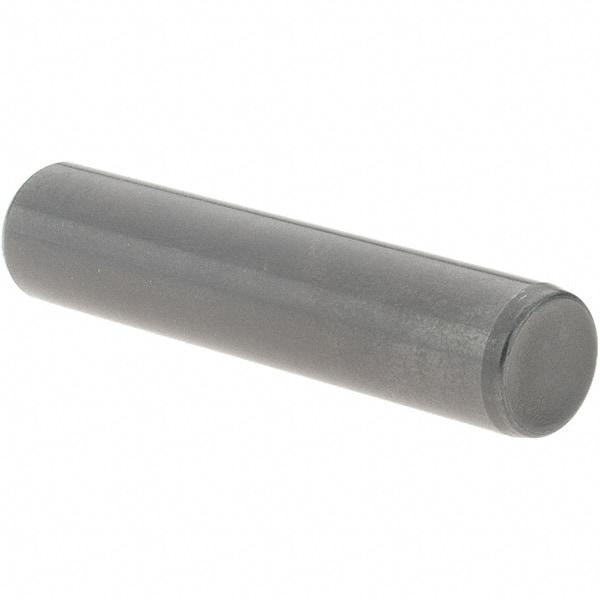 Value Collection - 3/8" Diam x 1-3/4" Pin Length Grade 8 Alloy Steel Standard Dowel Pin - Bright Finish, C 47-58 & C 60 (Surface) Hardness, 16,550 Lb (Single Shear), 33,100 Lb (Double Shear) Breaking Strength, 1 Beveled & 1 Rounded End - Eagle Tool & Supply
