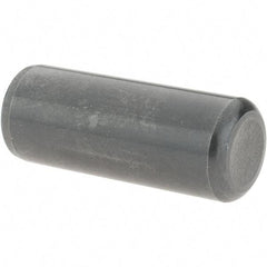 Value Collection - 1/2" Diam x 1-1/4" Pin Length Grade 8 Alloy Steel Standard Dowel Pin - Bright Finish, C 47-58 & C 60 (Surface) Hardness, 29,450 Lb (Single Shear), 58,900 Lb (Double Shear) Breaking Strength, 1 Beveled & 1 Rounded End - Eagle Tool & Supply
