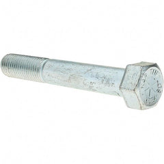 Value Collection - 7/8-9 UNC, 6" Length Under Head Hex Head Cap Screw - Partially Threaded, Grade 8 Alloy Steel, Zinc-Plated Finish, 1-5/16" Hex - Eagle Tool & Supply