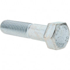 Value Collection - 5/8-11 UNC, 2-3/4" Length Under Head Hex Head Cap Screw - Partially Threaded, Grade 8 Alloy Steel, Zinc-Plated Finish, 15/16" Hex - Eagle Tool & Supply