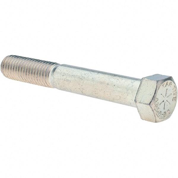 Value Collection - 9/16-12 UNC, 4" Length Under Head Hex Head Cap Screw - Partially Threaded, Grade 8 Alloy Steel, Zinc-Plated Finish, 13/16" Hex - Eagle Tool & Supply