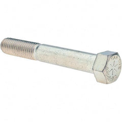Value Collection - 9/16-12 UNC, 4" Length Under Head Hex Head Cap Screw - Partially Threaded, Grade 8 Alloy Steel, Zinc-Plated Finish, 13/16" Hex - Eagle Tool & Supply