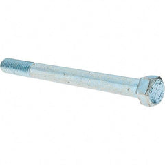 Value Collection - 7/16-14 UNC, 5" Length Under Head Hex Head Cap Screw - Partially Threaded, Grade 8 Alloy Steel, Zinc-Plated Finish, 5/8" Hex - Eagle Tool & Supply