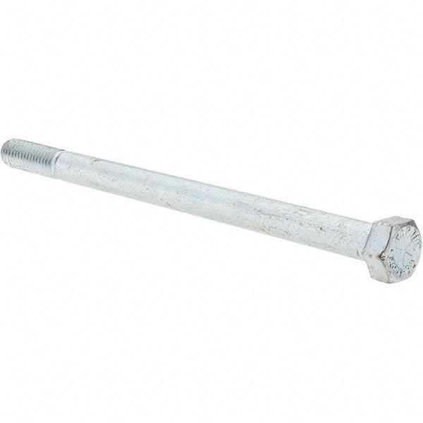 Value Collection - 3/8-16 UNC, 6" Length Under Head Hex Head Cap Screw - Partially Threaded, Grade 8 Alloy Steel, Zinc-Plated Finish, 9/16" Hex - Eagle Tool & Supply
