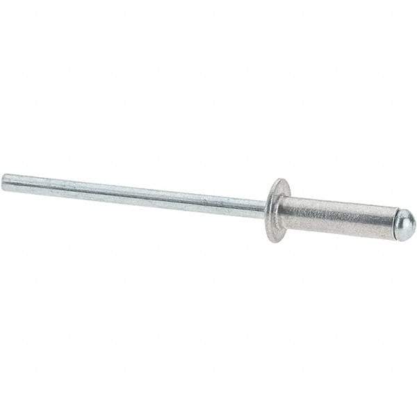 Value Collection - Size 45 Dome Head Aluminum Open End Blind Rivet - Steel Mandrel, 0.251" to 0.312" Grip, 1/4" Head Diam, 0.129" to 0.133" Hole Diam, 0.462" Length Under Head, 1/8" Body Diam - Eagle Tool & Supply