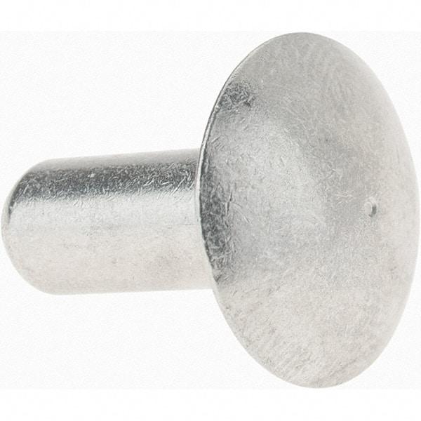 Value Collection - 1/4" Body Diam, Brazier Aluminum Solid Rivet - 5/8" Length Under Head - Eagle Tool & Supply