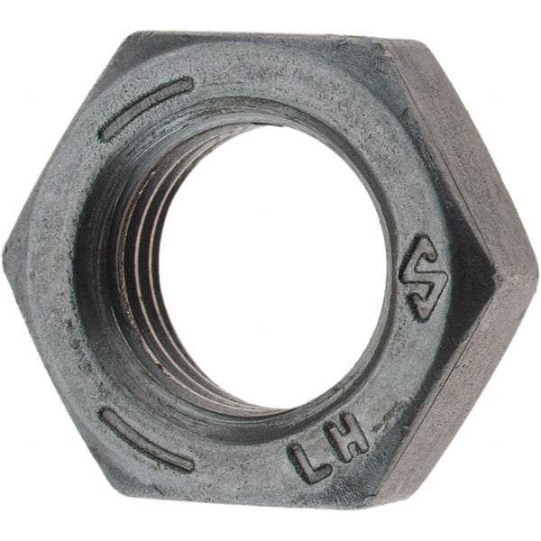 Value Collection - 3/8-24 UNF Steel Left Hand Hex Jam Nut - 9/16" Across Flats, 0.2188" High, Zinc Clear Finish - Eagle Tool & Supply