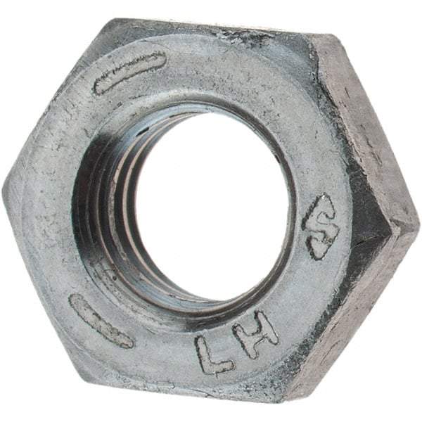 Value Collection - 1/4-28 UNF Steel Left Hand Hex Jam Nut - 7/16" Across Flats, 0.1562" High, Zinc Clear Finish - Eagle Tool & Supply