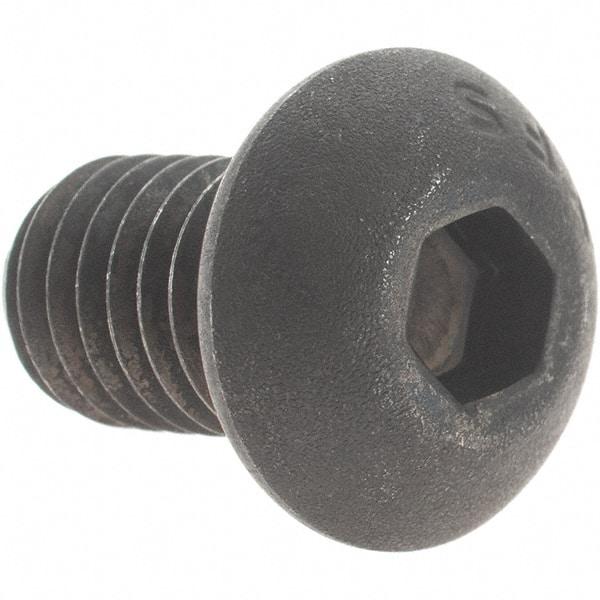 Value Collection - 3/8-16 UNC Hex Socket Drive, Button Screw - Alloy Steel, Black Oxide Finish, Fully Threaded, 5/8" Length Under Head - Eagle Tool & Supply