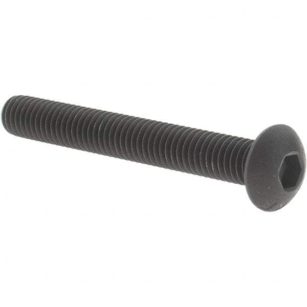 Value Collection - #10-32 UNF Hex Socket Drive, Button Screw - Alloy Steel, Black Oxide Finish, Fully Threaded, 1-1/2" Length Under Head - Eagle Tool & Supply