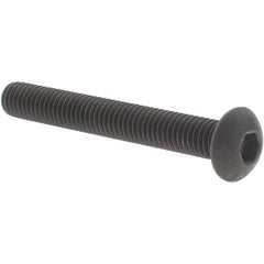 Value Collection - #10-32 UNF Hex Socket Drive, Button Screw - Alloy Steel, Black Oxide Finish, Fully Threaded, 1-1/2" Length Under Head - Eagle Tool & Supply