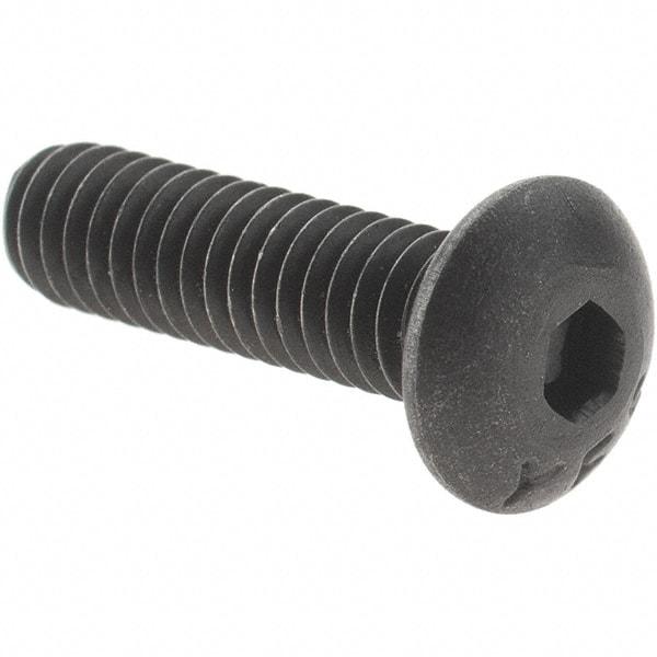 Value Collection - #8-32 UNC Hex Socket Drive, Button Screw - Alloy Steel, Black Oxide Finish, Fully Threaded, 5/8" Length Under Head - Eagle Tool & Supply