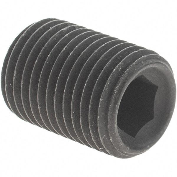 Value Collection - 1/2-20 UNF, 3/4" Long, Knurled Cup Point Set Screw - Grade 8 Alloy Steel, 1/4" Key - Eagle Tool & Supply