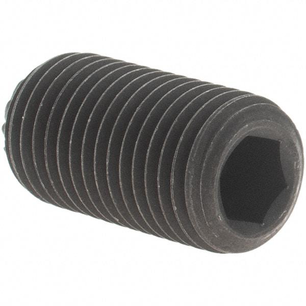 Value Collection - 3/8-24 UNF, 3/4" OAL, Knurled Cup Point Set Screw - Grade 8 Alloy Steel, 3/16" Key - Eagle Tool & Supply