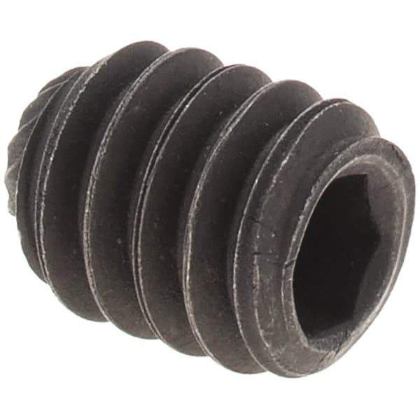 Value Collection - 1/4-20 UNC, 5/16" OAL, Knurled Cup Point Set Screw - Grade 8 Alloy Steel, 1/8" Key - Eagle Tool & Supply