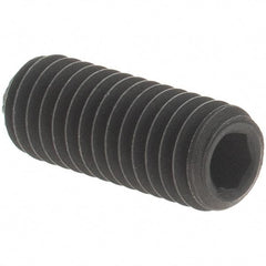Value Collection - #10-32 UNF, 1/2" OAL, Knurled Cup Point Set Screw - Grade 8 Alloy Steel, 3/32" Key - Eagle Tool & Supply