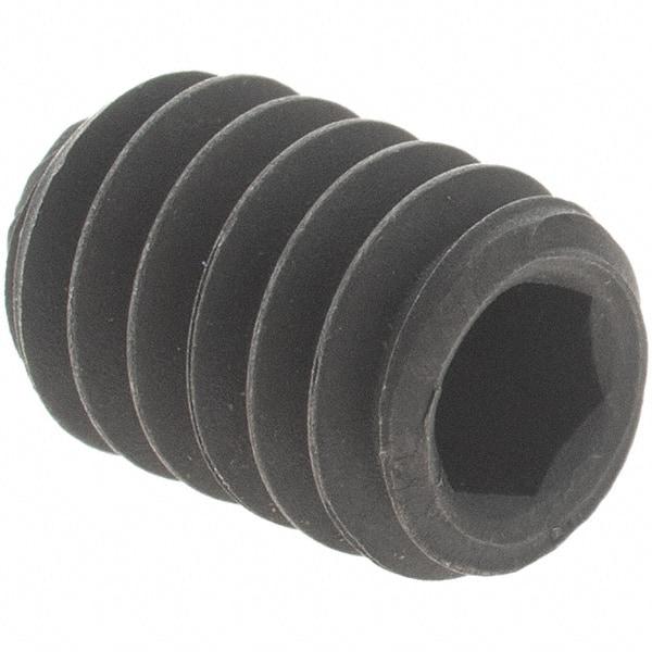 Value Collection - 1/4-20 UNC, 3/8" OAL, Knurled Cup Point Set Screw - Grade 8 Alloy Steel, 1/8" Key - Eagle Tool & Supply