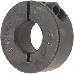 Value Collection - 15mm Bore, Steel, One Piece Clamp Collar - 1-3/8" Outside Diam - Eagle Tool & Supply