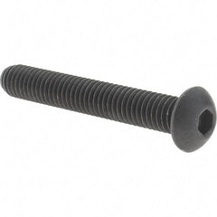 Value Collection - 3/8-16 UNC Hex Socket Drive, Button Screw - Alloy Steel, Black Oxide Finish, Fully Threaded, 2-1/2" Length Under Head - Eagle Tool & Supply